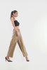 Beige Leather Flared Pant