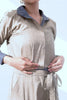 Brown Texted Cotton Jumpsuit