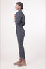 Blue plain denim jumpsuit