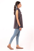 Charcoal Cotton Western Top