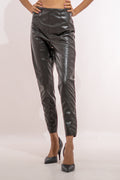 Brown Leather Tapered Pant