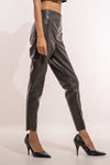 Brown Leather Tapered Pant