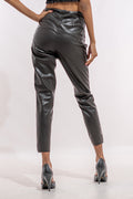 Brown Leather Tapered Pant