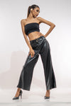 Black Leather Flared Pant