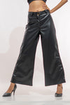 Black Leather Flared Pant
