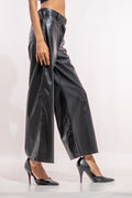 Black Leather Flared Pant