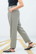 Grey Marina Fabric Straight Pant