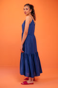Royal Blue flared crepe dress
