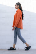 Orange A-line Marina Fabric Hooded Top