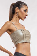 Grey Leather Tube Top