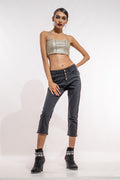 Grey Leather Tube Top