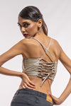 Grey Leather Tube Top