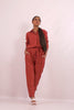 Rust Printed linen Jumpsuit