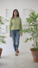 Mint Green Shirt Collar Top