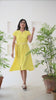 Yellow Half Sleeves Flared Dress